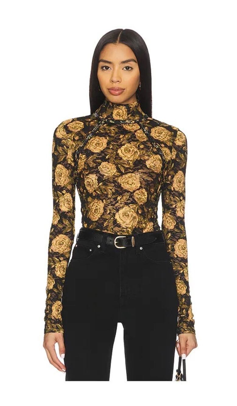 Free People Lyric Floral Lace Long Sleeve Top - NWT Size S
